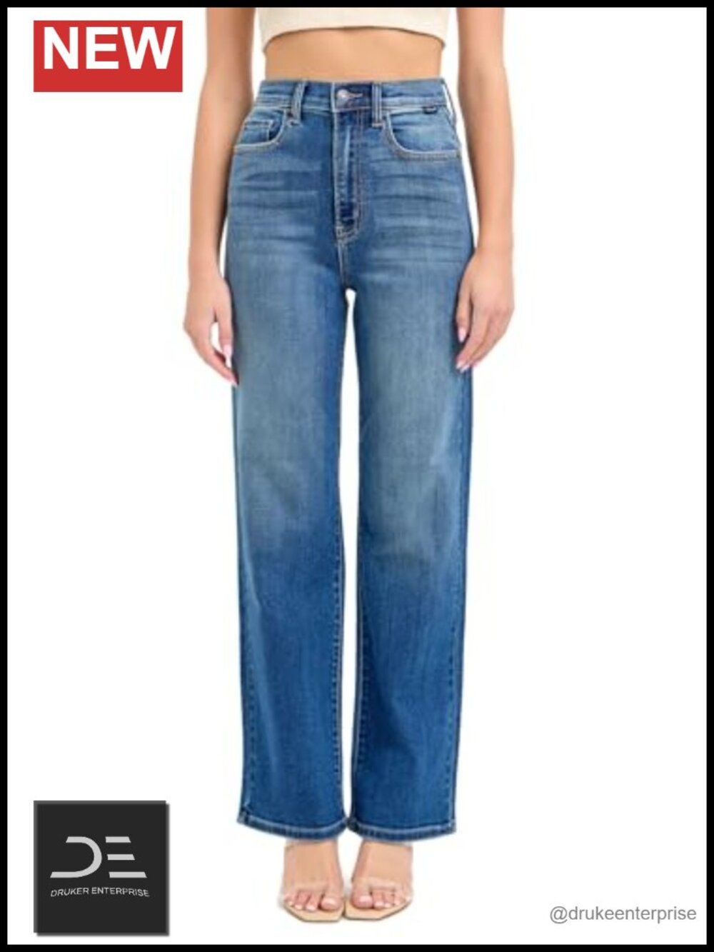 High Rise Dad Jeans Relaxed Straight Leg Denim